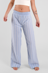 Chicory Striped Ethical-Cotton Pyjama Trousers - Glacier Blue